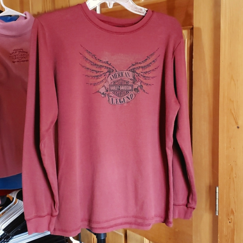 Harley-Davidson Womens Plus 1X Blouse in Mauve color with HD emblems.
